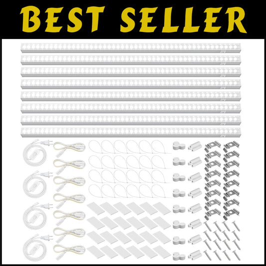 Self-Install 8-Pack LED Grow Light Strips - Ideal for Indoor Plants & Greenhouse