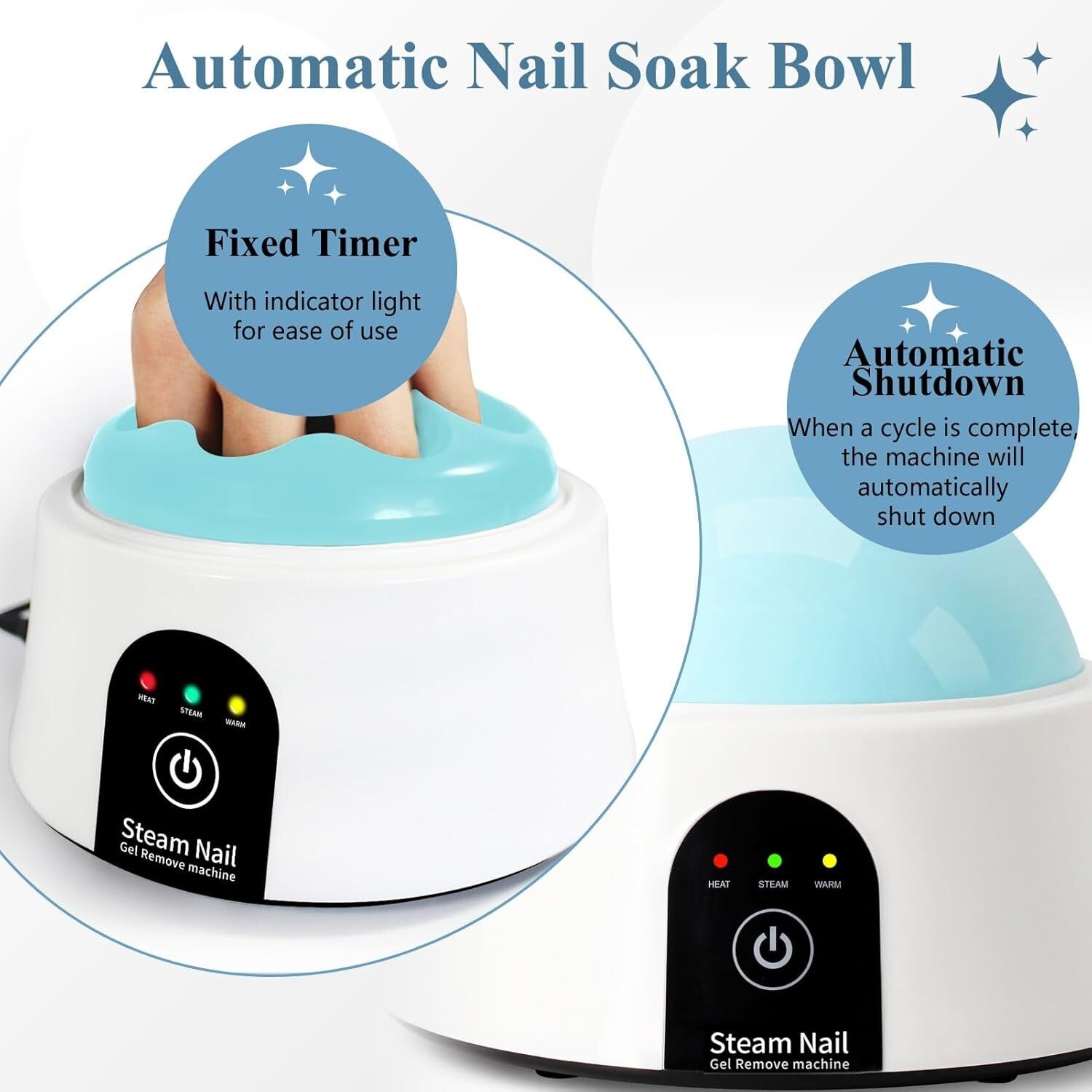 Electric Nail Soaking Bowl with Brush - Fast Gel Polish Remover, ISGR-01 Blue