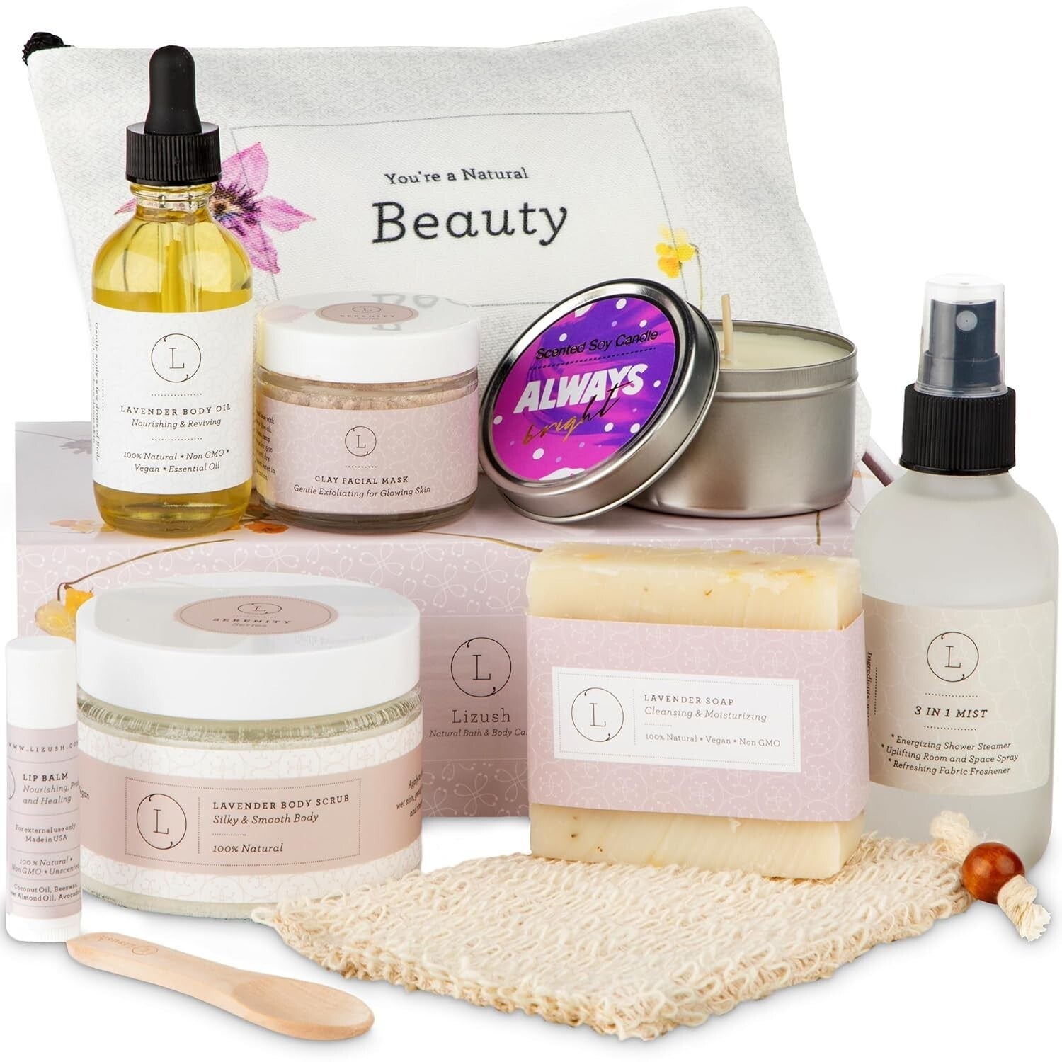 Handmade Lavender Spa Gift Basket - Indulgent 9-Piece Collection for Women