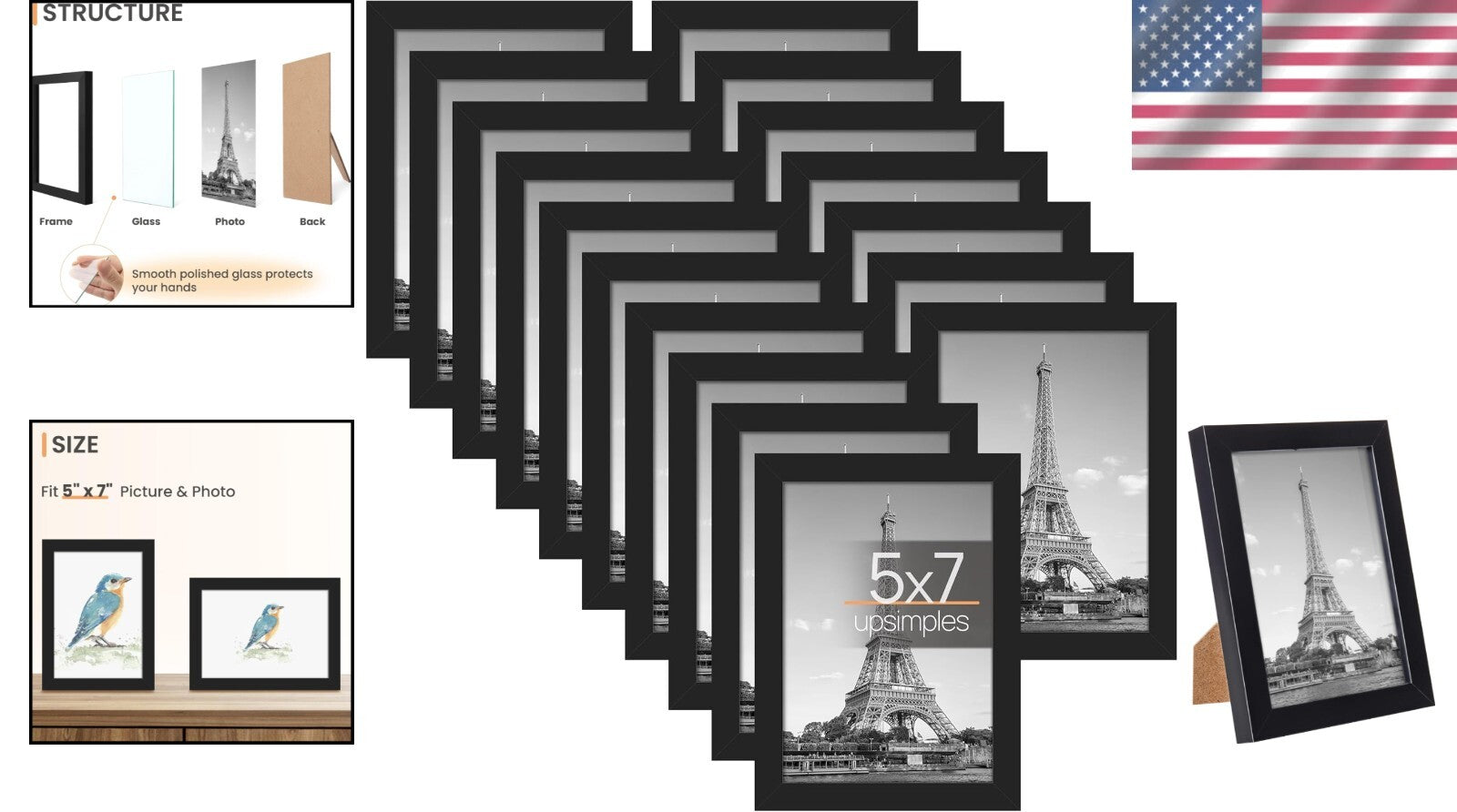 Classic Set of 17 5x7 Picture Frames – Safe & Elegant Display for All Occasions