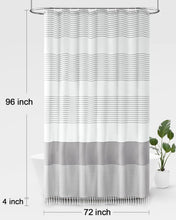 Load image into Gallery viewer, Water-Repellent Extra Long Boho Shower Curtain 72"x96" for Timeless Style