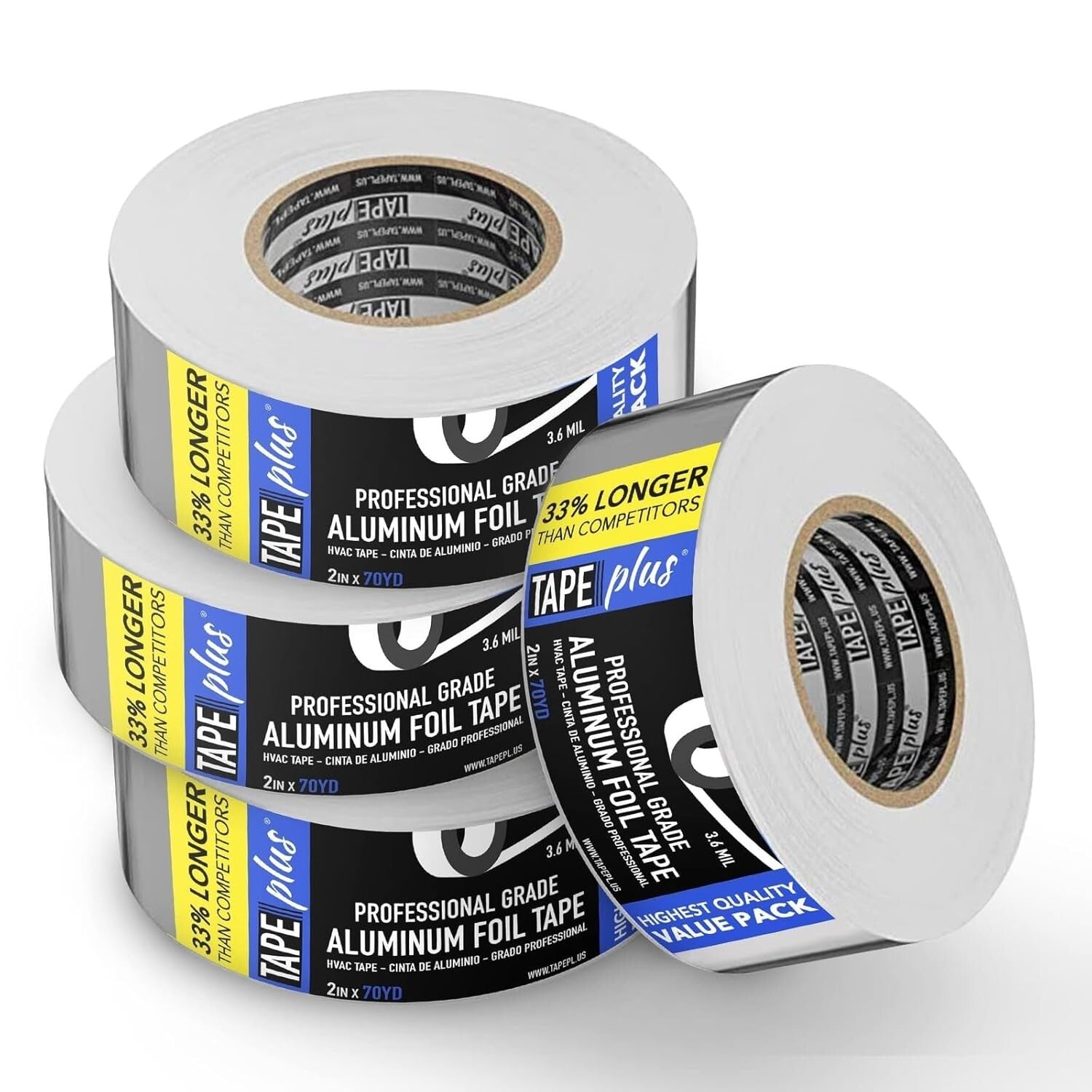 4 Rolls of Premium Aluminum Foil Tape - 2" x 210 Feet for Metal Repair & Sealing