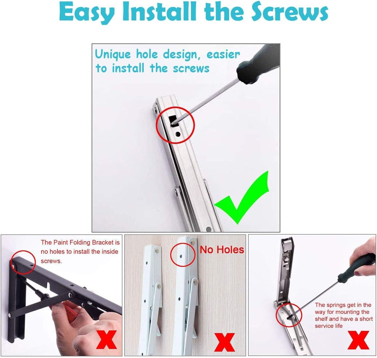 Premium 22 Inch Stainless Steel Folding Brackets - Easy Installation & Strong