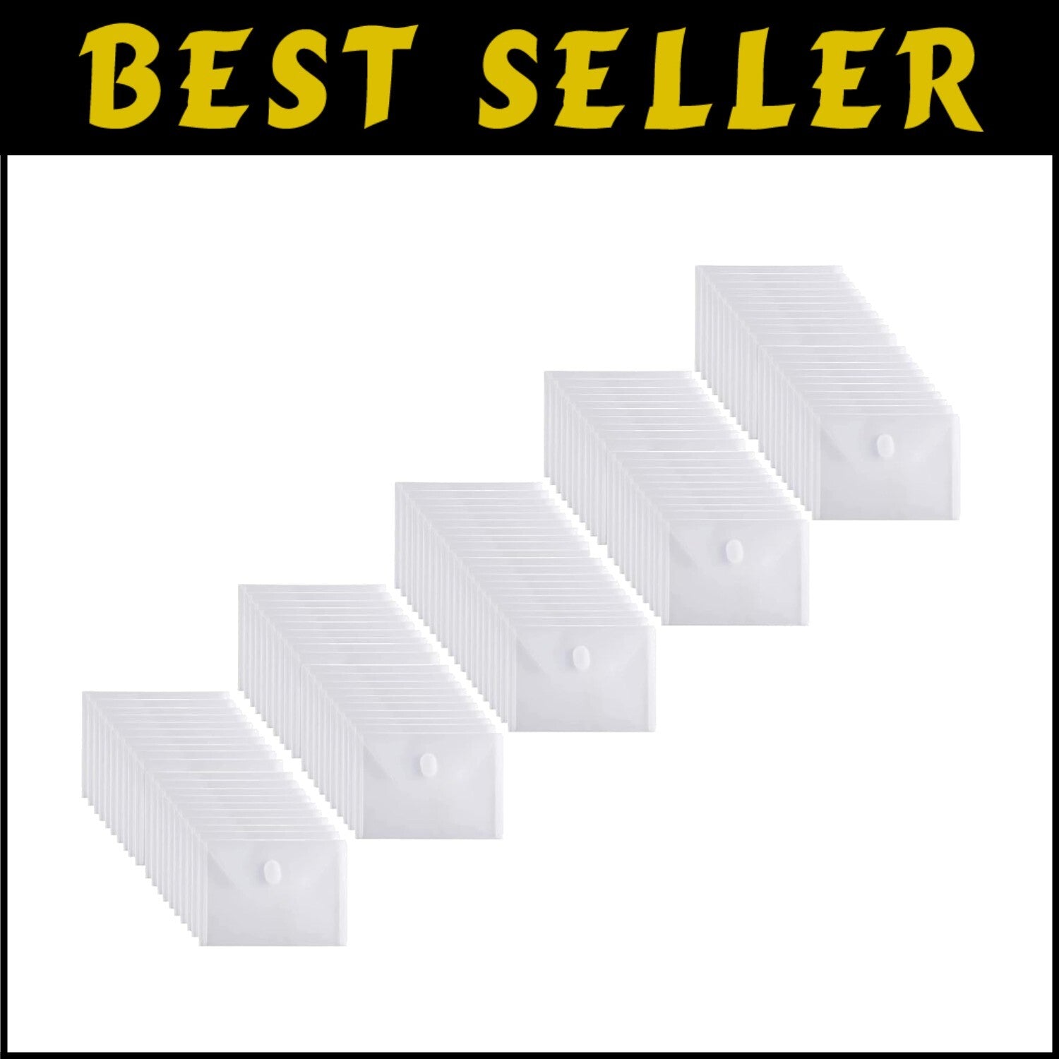 Waterproof 100-Pack A7 Organizer Envelopes with Hook and Loop for Secure Storage