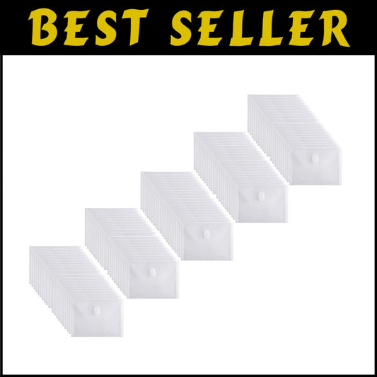 Waterproof 100-Pack A7 Organizer Envelopes with Hook and Loop for Secure Storage