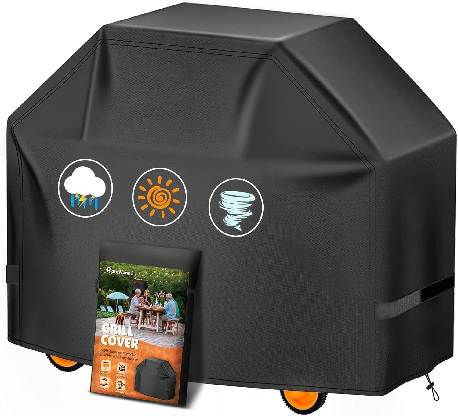 600D Waterproof Grill Cover with Portable Storage Bag - Secure & Easy to Clean