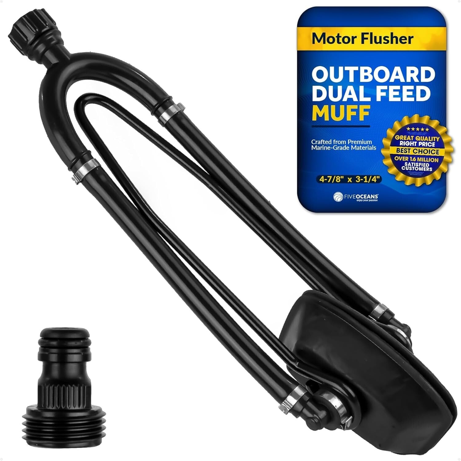 Premium Dual-Feed Outboard Motor Muffs with Quick Connect for Easy Flushing