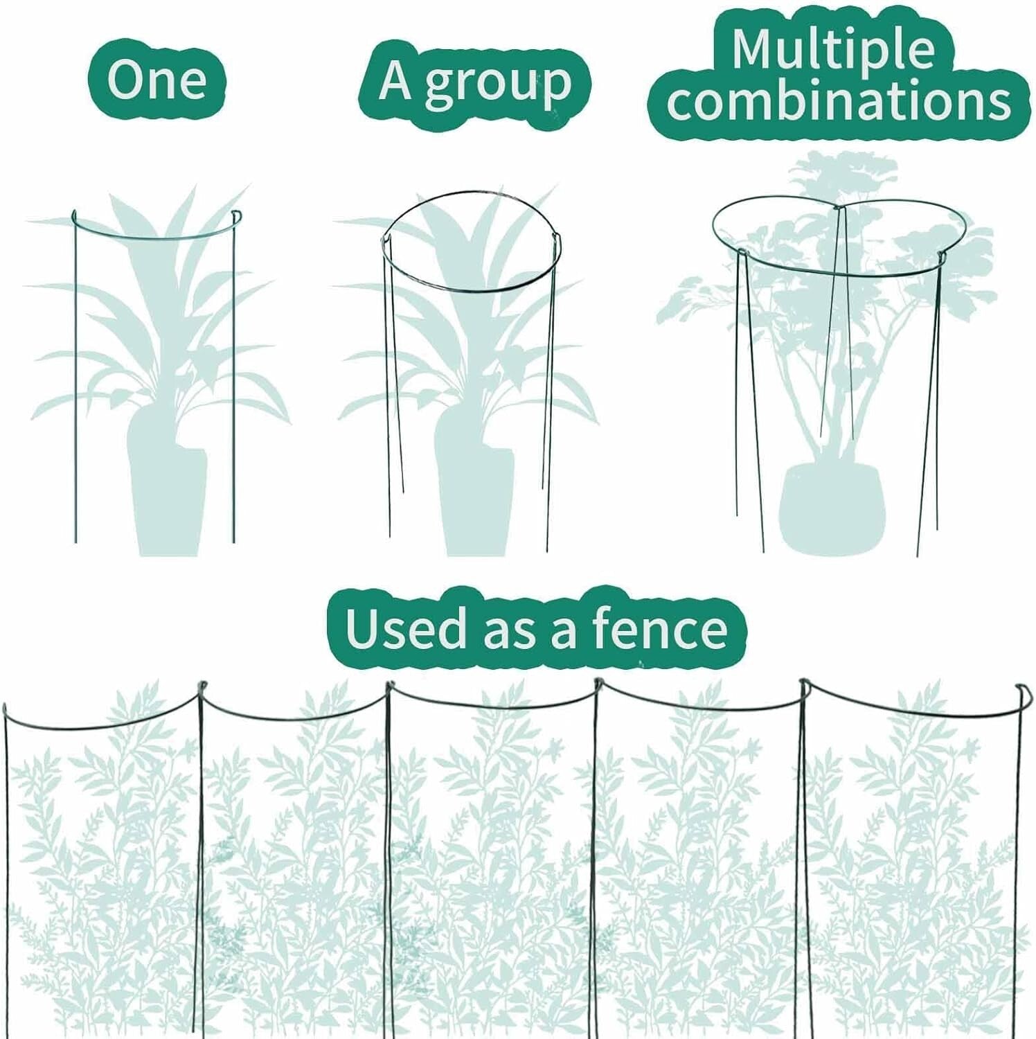 20 Pack Metal Plant Supports - 10" Wide x 24" High Interlocking Garden Cages