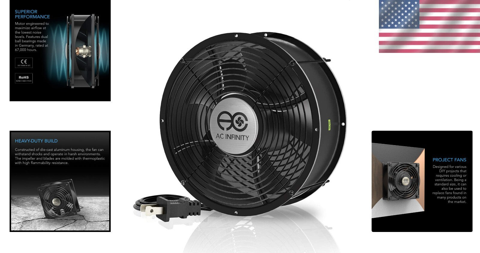 Heavy-Duty 10" Axial Fan with Dual Bearings - Ideal for Custom Cooling Projects