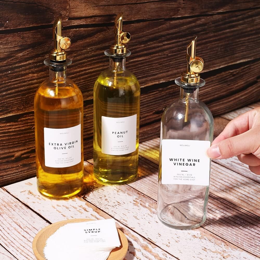 Elegant 500ml Glass Oil Dispenser Set with Leak-proof Weighted Pourers