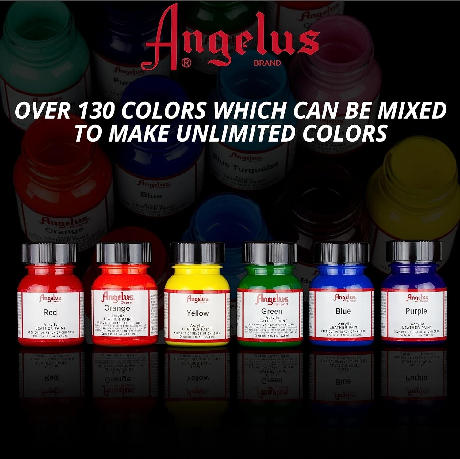 All-in-One Leather Paint Set: 12 Colors in 1 Oz Bottles with Brush Included