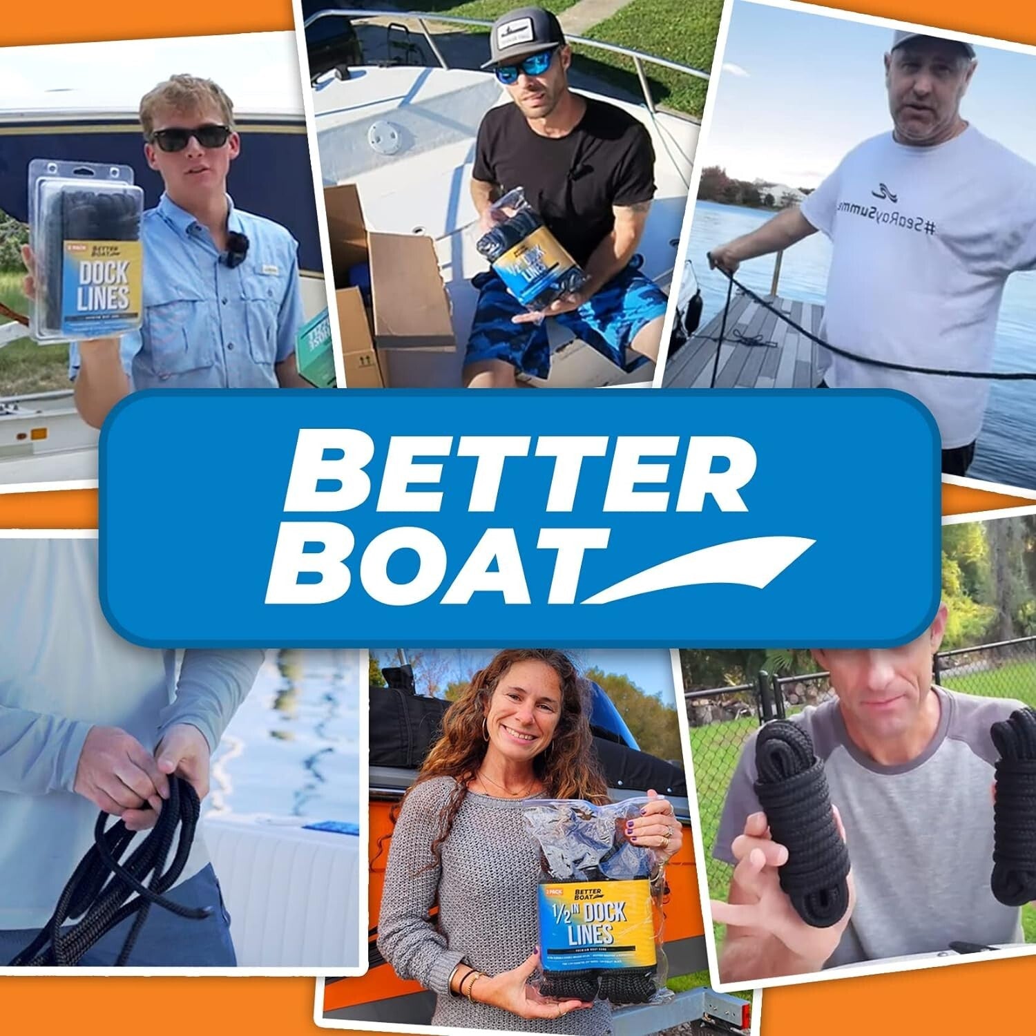 4 Pack 3/8" Double Braided Nylon Boat Dock Lines - 15ft Weather Resistant