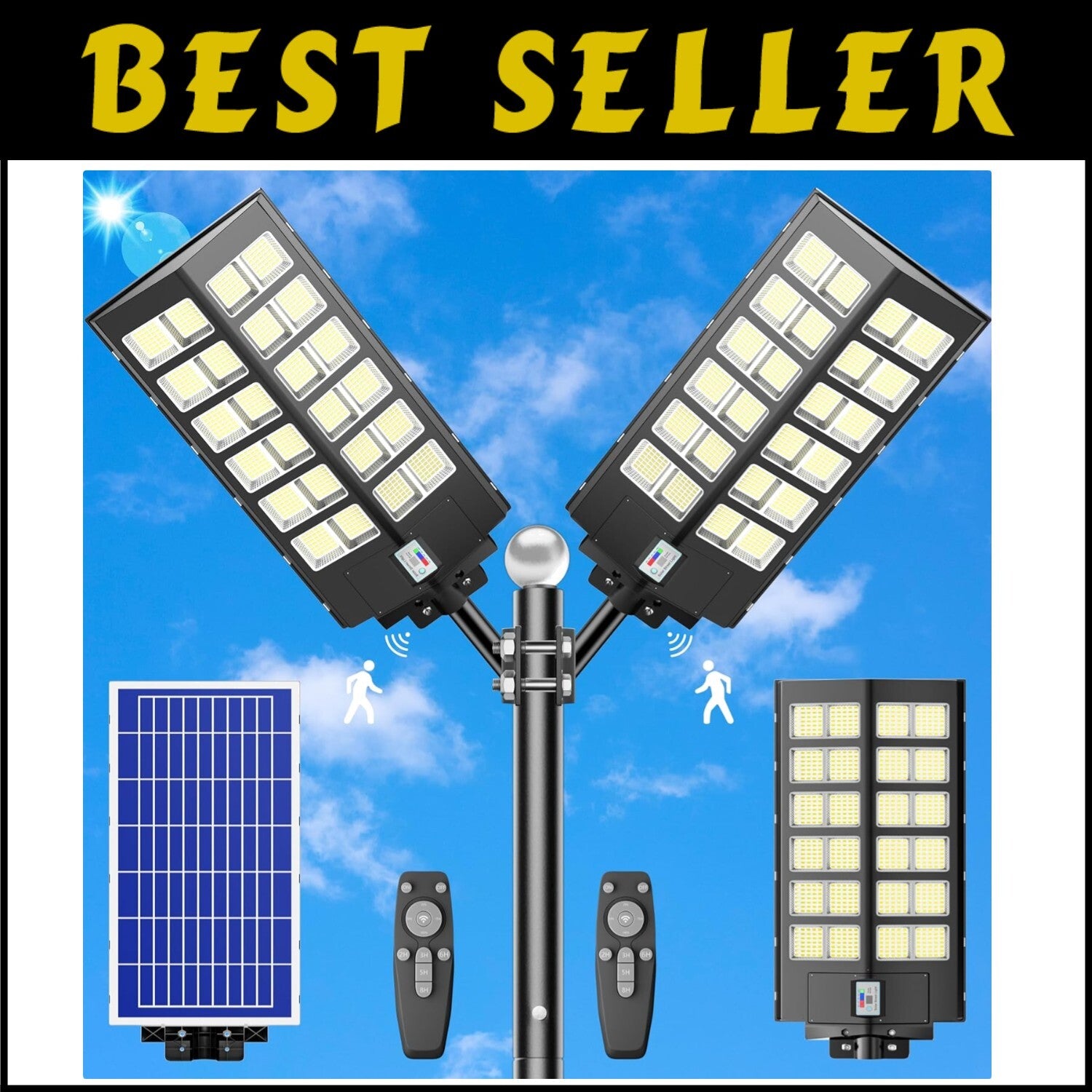 300000 Lumens Waterproof Solar Street Light Set – Motion Sensor Outdoor Lighting