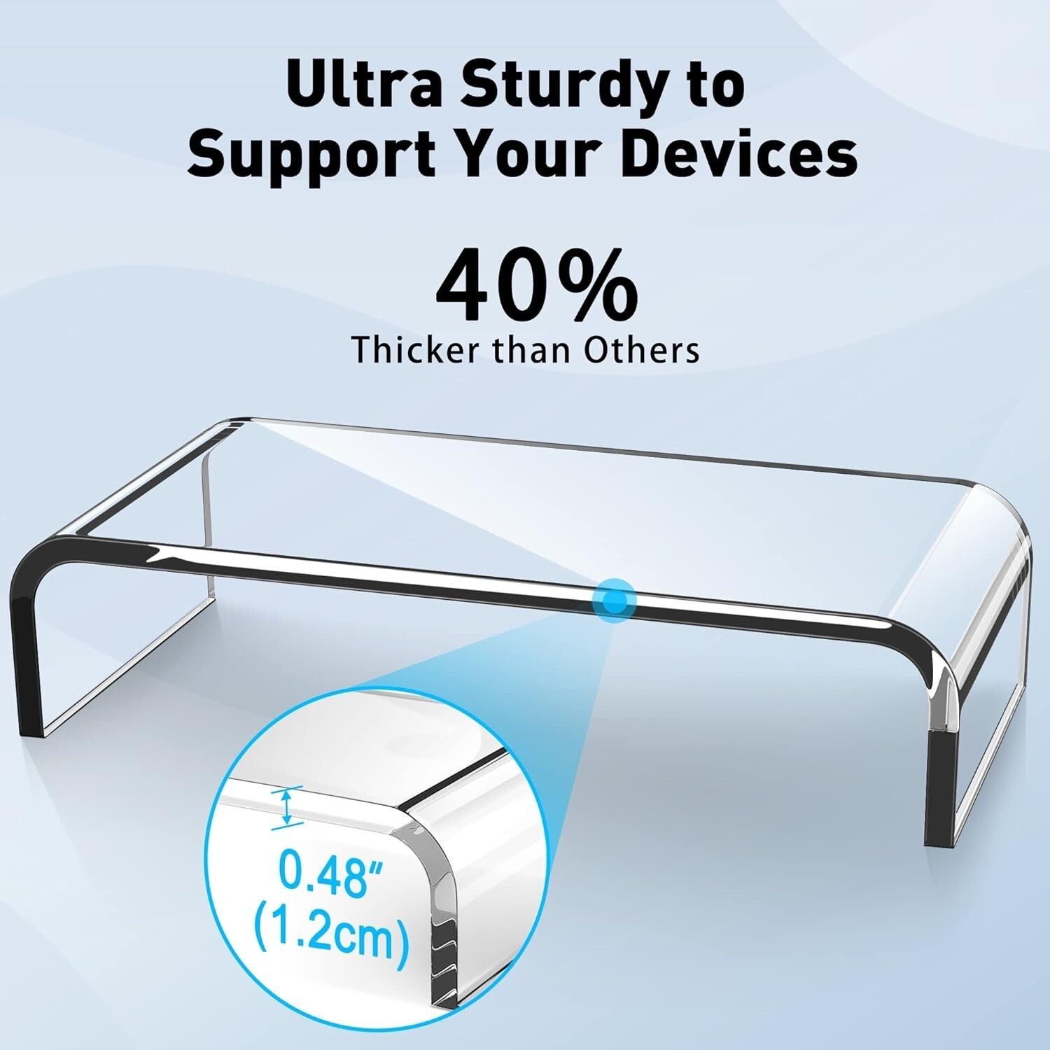 Crystal Clear Acrylic Monitor Riser - Supports Up to 50 Lbs, Multi-Purpose Use
