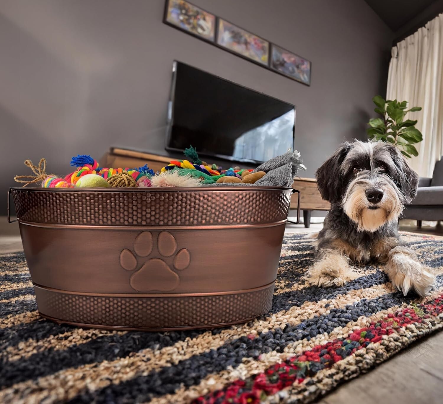Indestructible Copper Galvanized Dog Toy Bin - Stylish 25 Qt Storage Solution