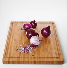Load image into Gallery viewer, Rectangular Bamboo Cutting Board with Juice Rim - 45 x 30 cm for Kitchen Prep