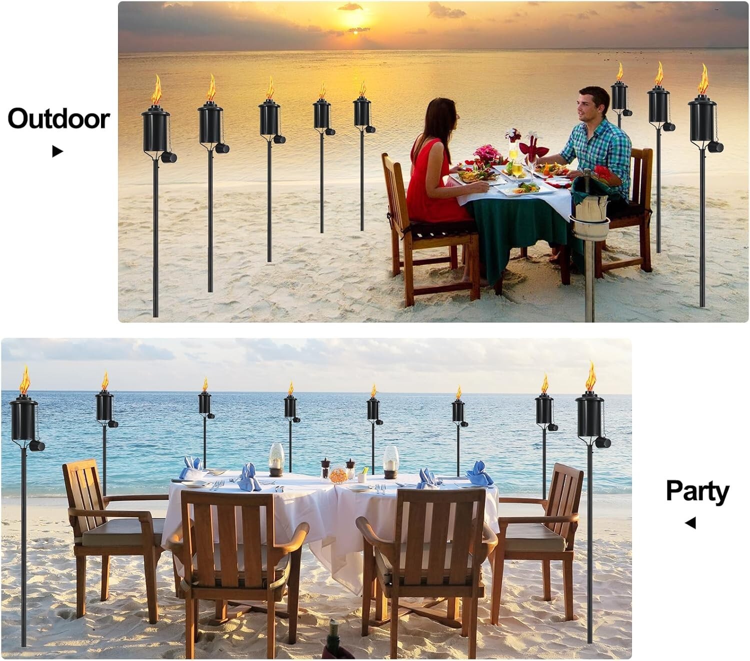 6-Pack Stylish 16 oz Citronella Torches - Adjustable Height for Outdoor Elegance