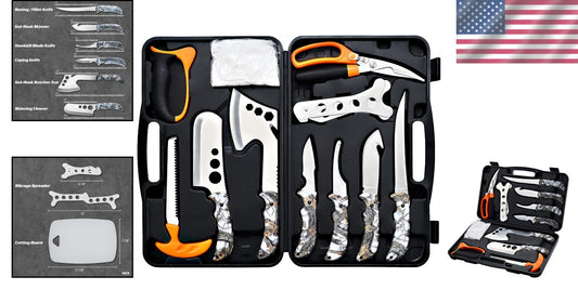 12-Piece Hunting Knife Set - Portable Field Dressing Kit with Ergonomic Handle