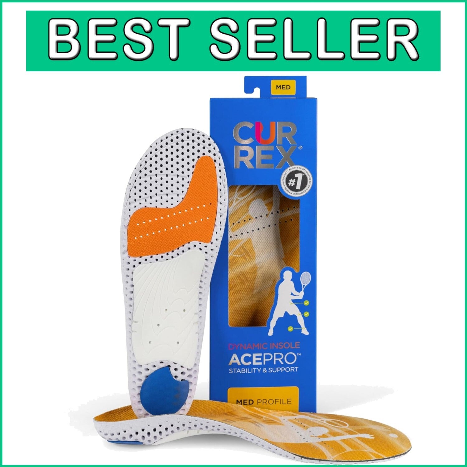 AcePro Performance Insoles - Shock-Absorbing for Tennis, Basketball & More - XL