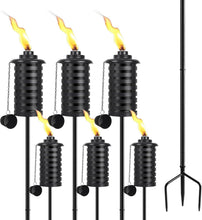 Load image into Gallery viewer, Elegant Black Metal Citronella Torches - Adjustable Height for Outdoor Ambiance