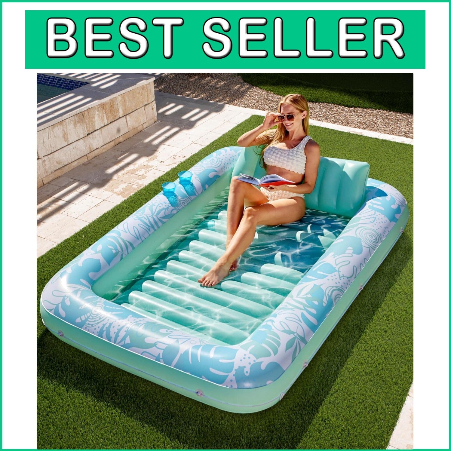 85" X 57" XL Inflatable Tanning Tub Raft Float - Perfect for Summer Relaxation