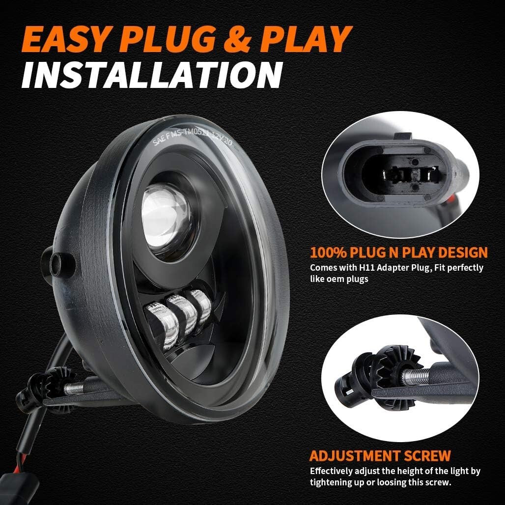 DOT Approved LED Fog Lights for Tacoma, Sequoia, Tundra - Bright Black Finish