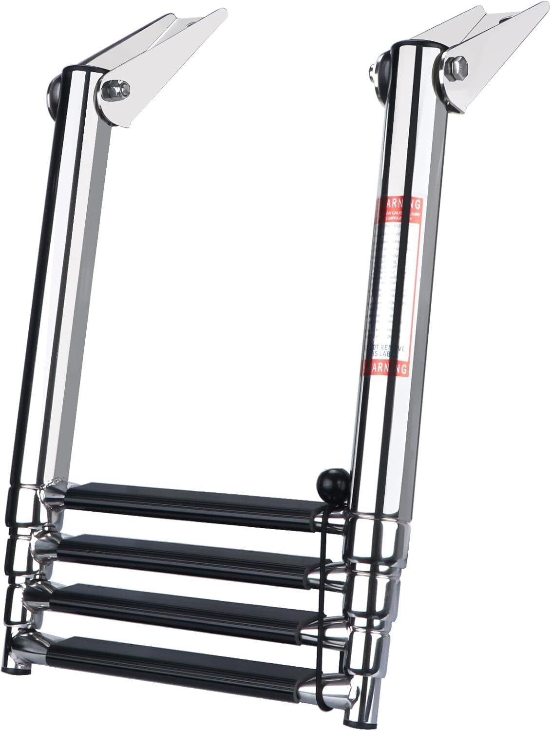 Marine Grade 4-Step Telescopic Boat Ladder with Handrails & Non-Slip Treads