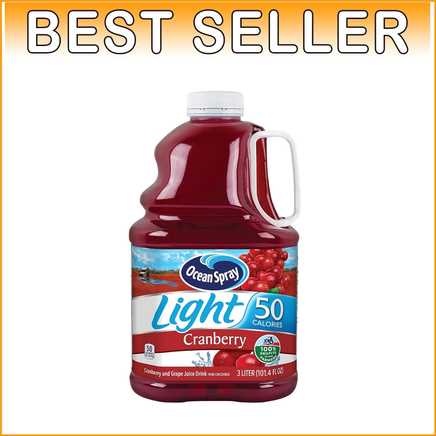 Cran50 Cranberry Juice Drink - 101.4 Fl Oz Pack of 6, 50 Calories per Serving