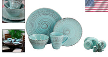 Load image into Gallery viewer, Stunning Tropical Turquoise Dinnerware Set – Full Service for 4, Dishwasher Safe