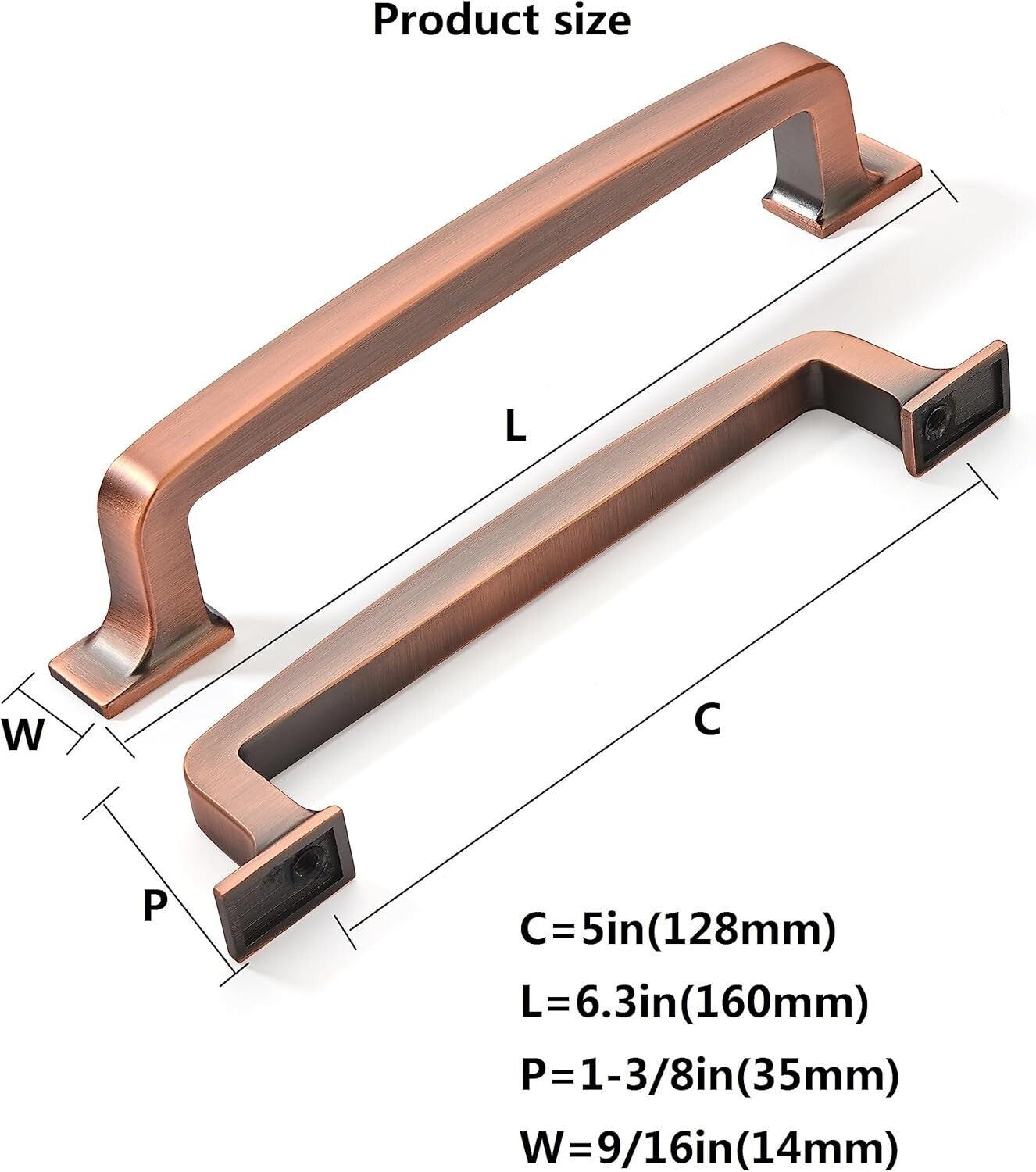 Durable Zinc Kitchen Cabinet Handles - 10 Pack of 5 Inch Antique Copper Pulls
