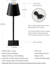 Load image into Gallery viewer, 2 Pack Portable Cordless Table Lamp with RGB Stepless Dimming - 14.2 Inch Black