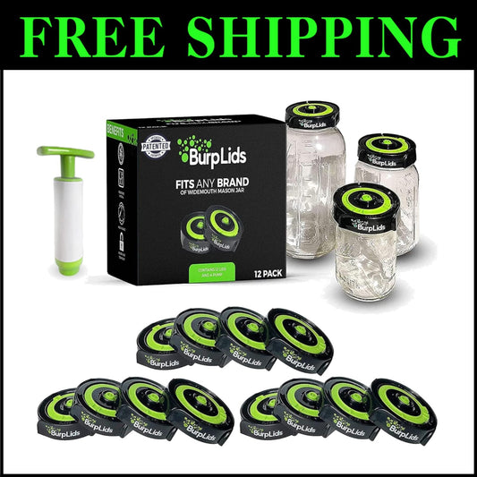 Enhanced 12-Lid Kit for Mason Jars - Effortless Vacuum Sealing with Tracker