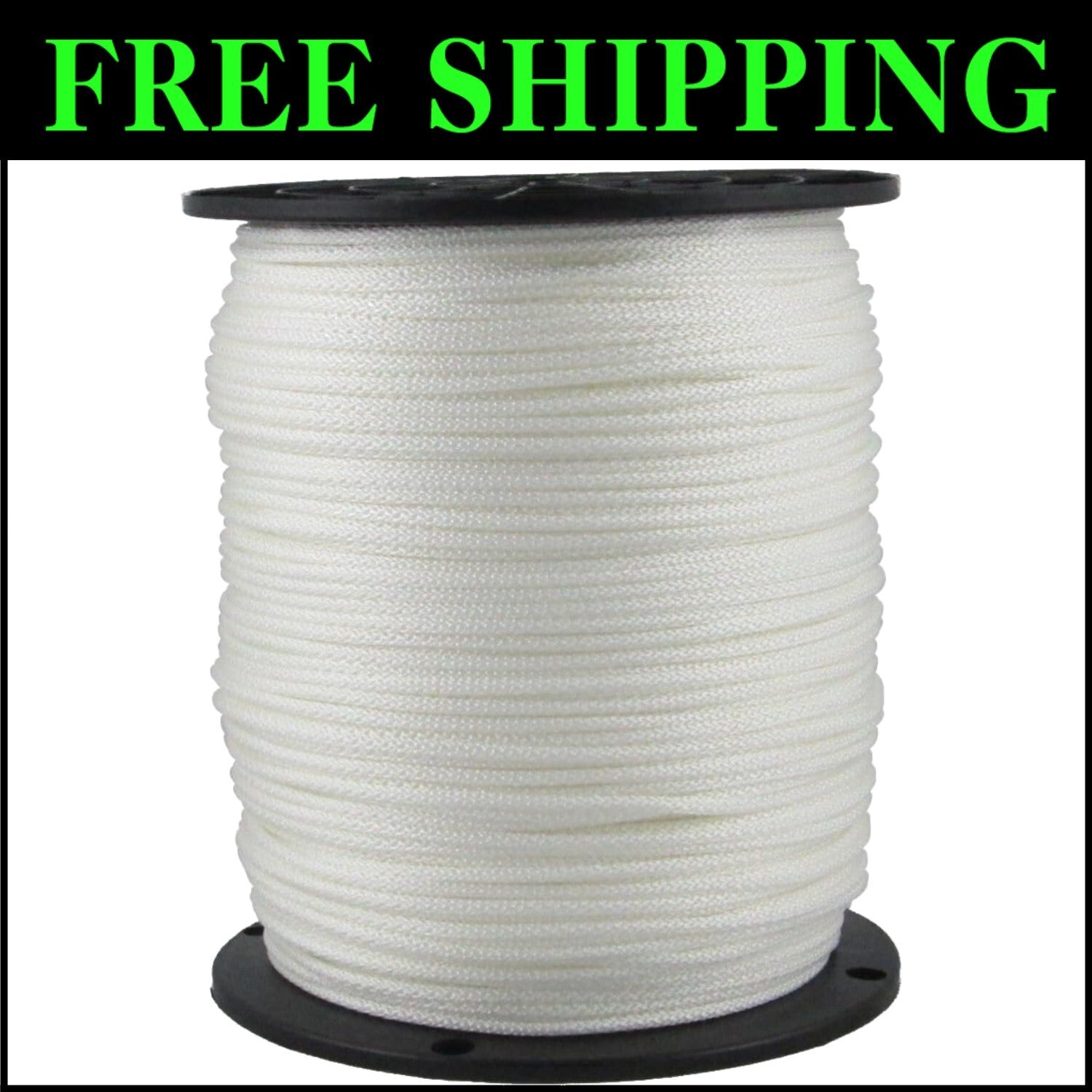 Durable 1/8” White Solid Braid Rope - 1000 Foot Spool for Indoor & Outdoor Use