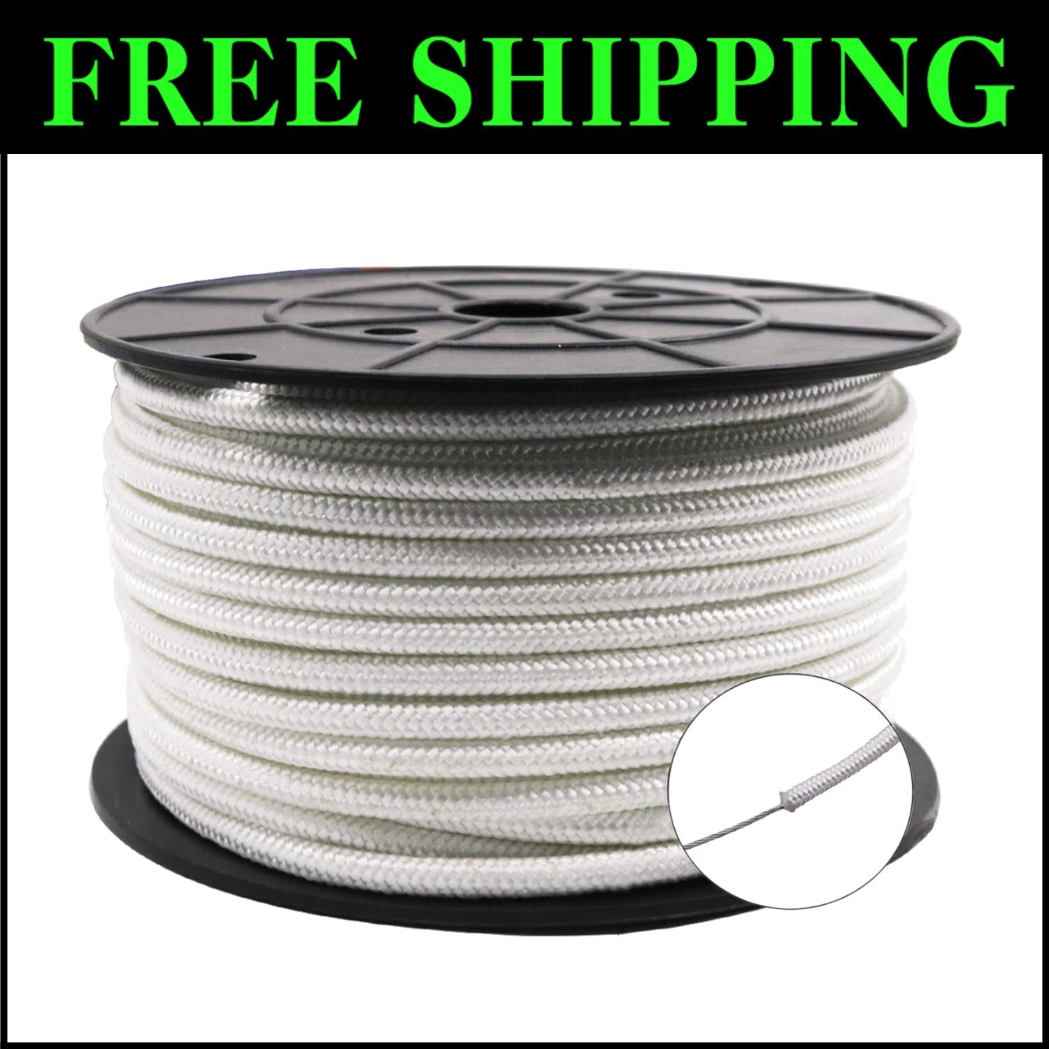 100 Feet Steel Core Flag Line with UV Resistance - Premium Weatherproof Rope