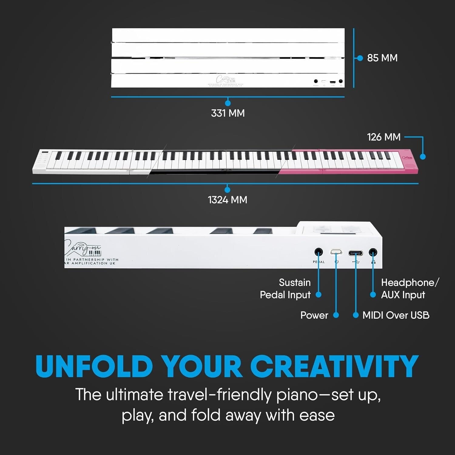 All-in-One 88 Key Folding Piano – Travel-Friendly with Powerful Battery & Sounds