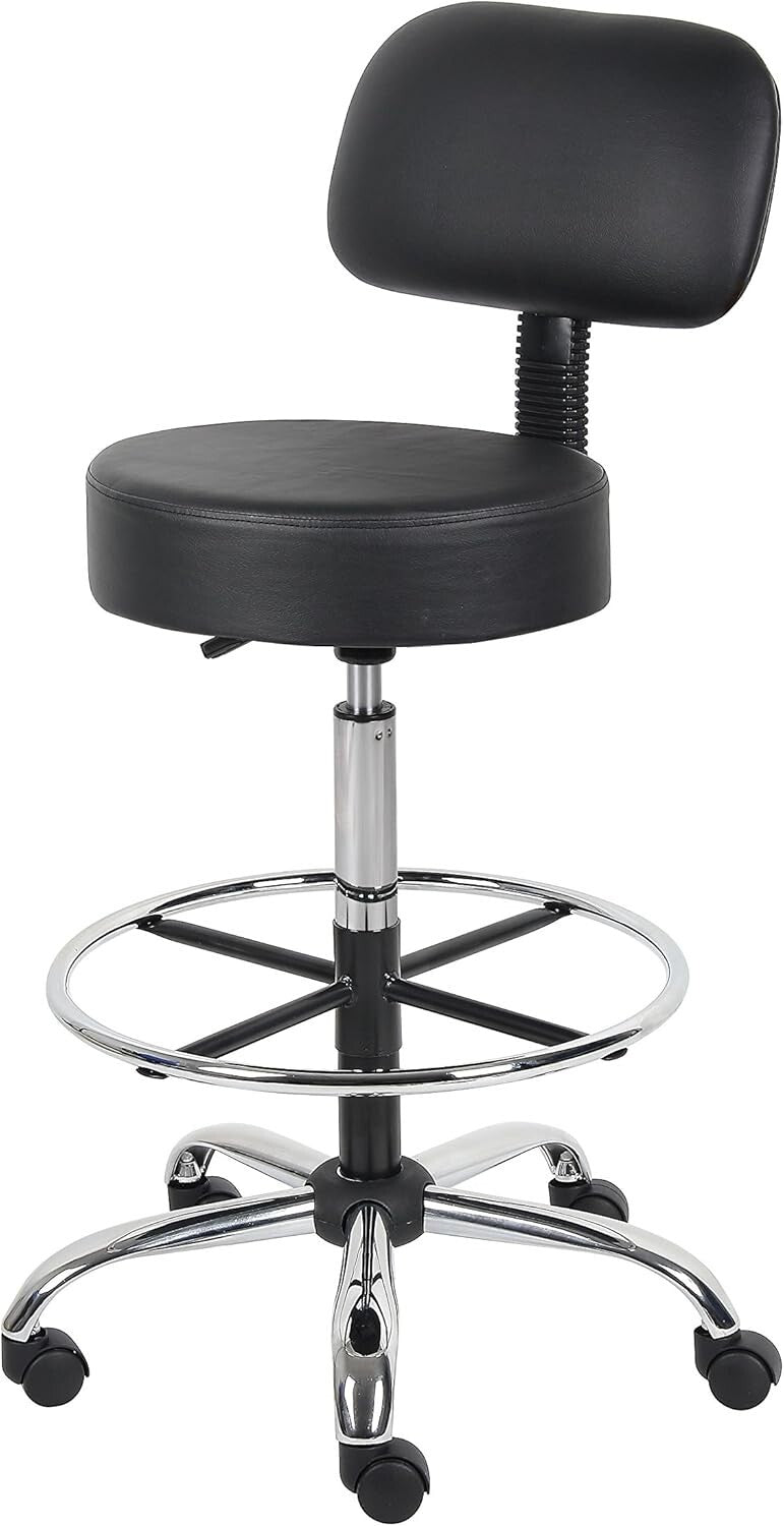 Comfort-Driven Medical Drafting Stool - Adjustable Height & Durable Vinyl Design
