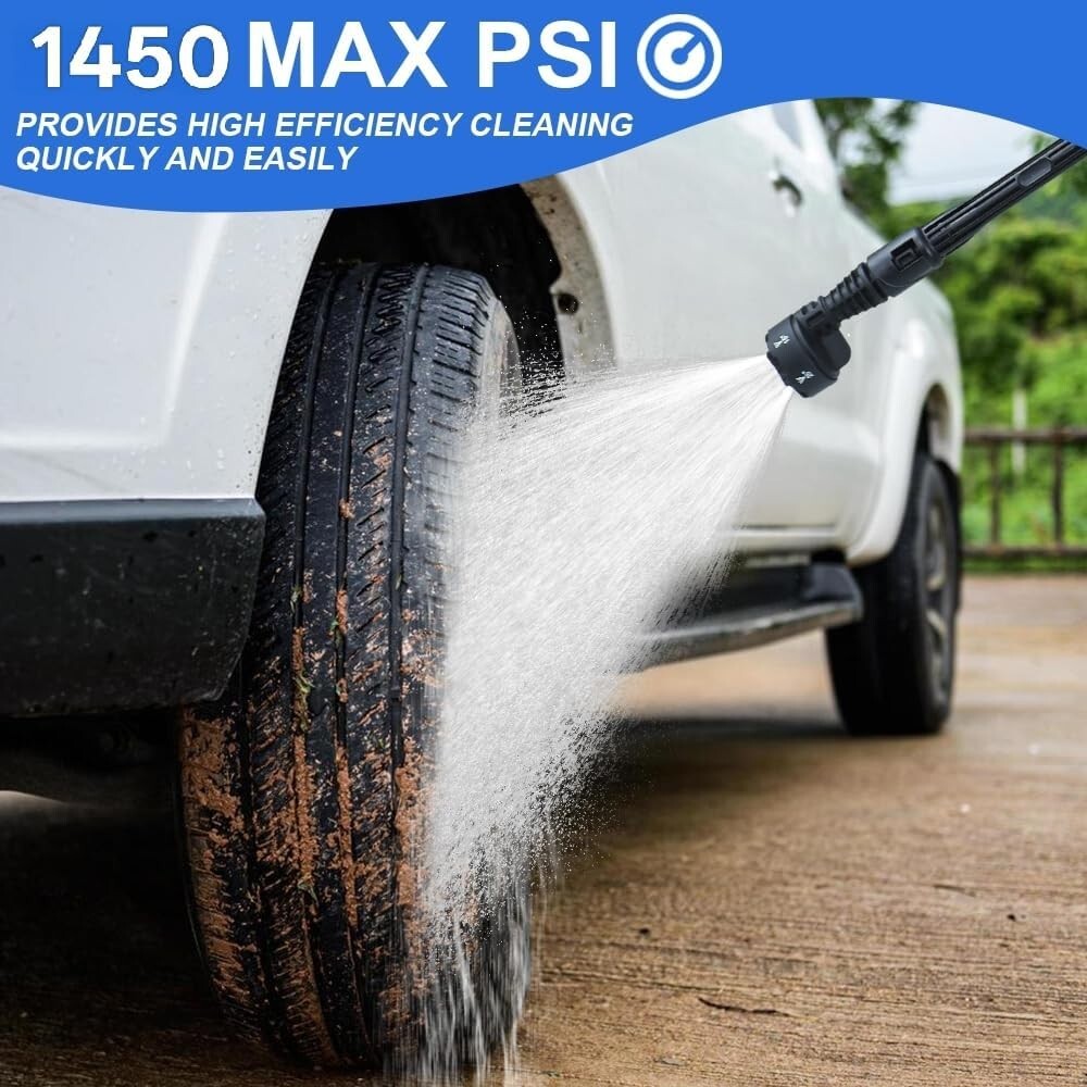 Lightweight 1450PSI Cordless Pressure Washer with Self-Priming Functionality