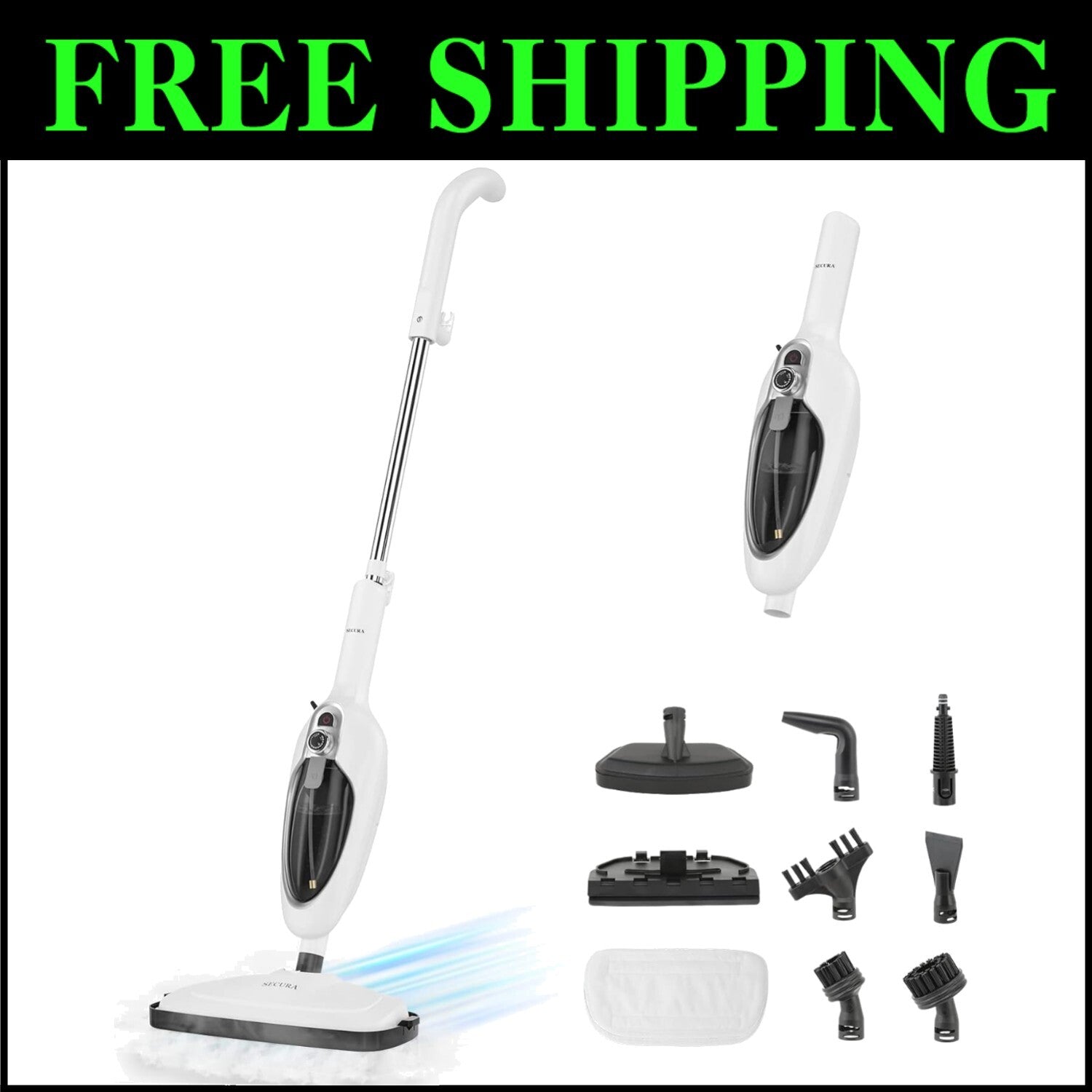 10-in-1 Detachable Steam Mop - Multi-Functional Cleaner for Chemical-Free Floors