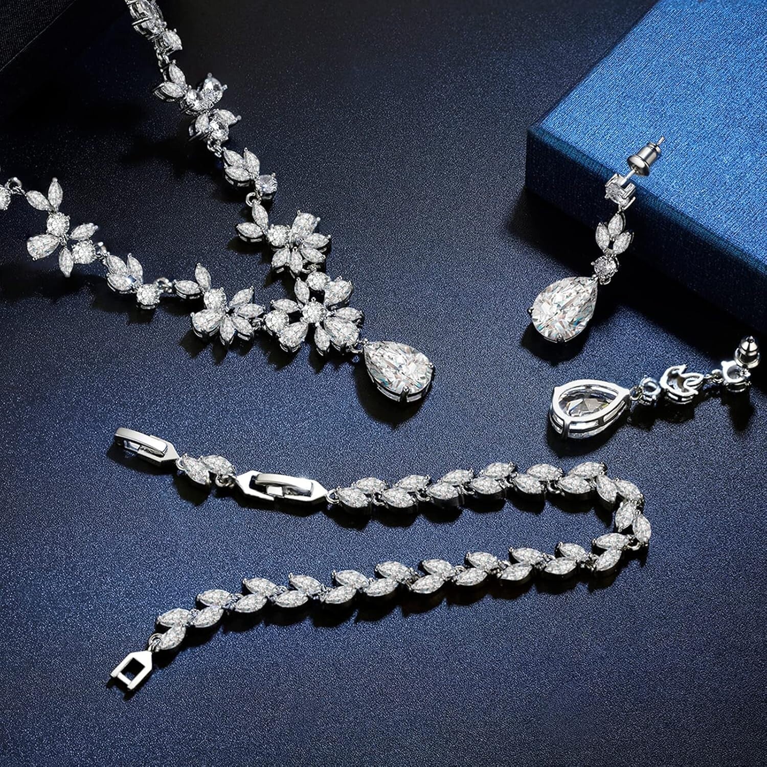 Bridal Jewelry Set for Women: Necklace, Earrings & Bracelet for Special Events