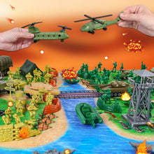 Load image into Gallery viewer, Complete Military Toy Set - 124 Plastic Army Men, Tanks &amp; Helicopters for Kids