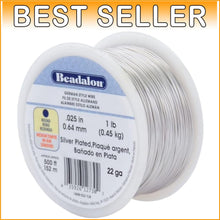 Load image into Gallery viewer, 500 ft Silver Plated Copper Jewelry Wire - 22 Gauge - Easy for Beginners &amp; Pros