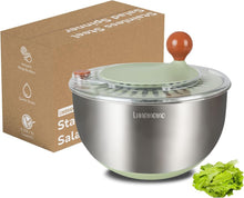 Load image into Gallery viewer, Stainless Steel Salad Spinner with Non-Slip Base for Effortless Vegetable Drying
