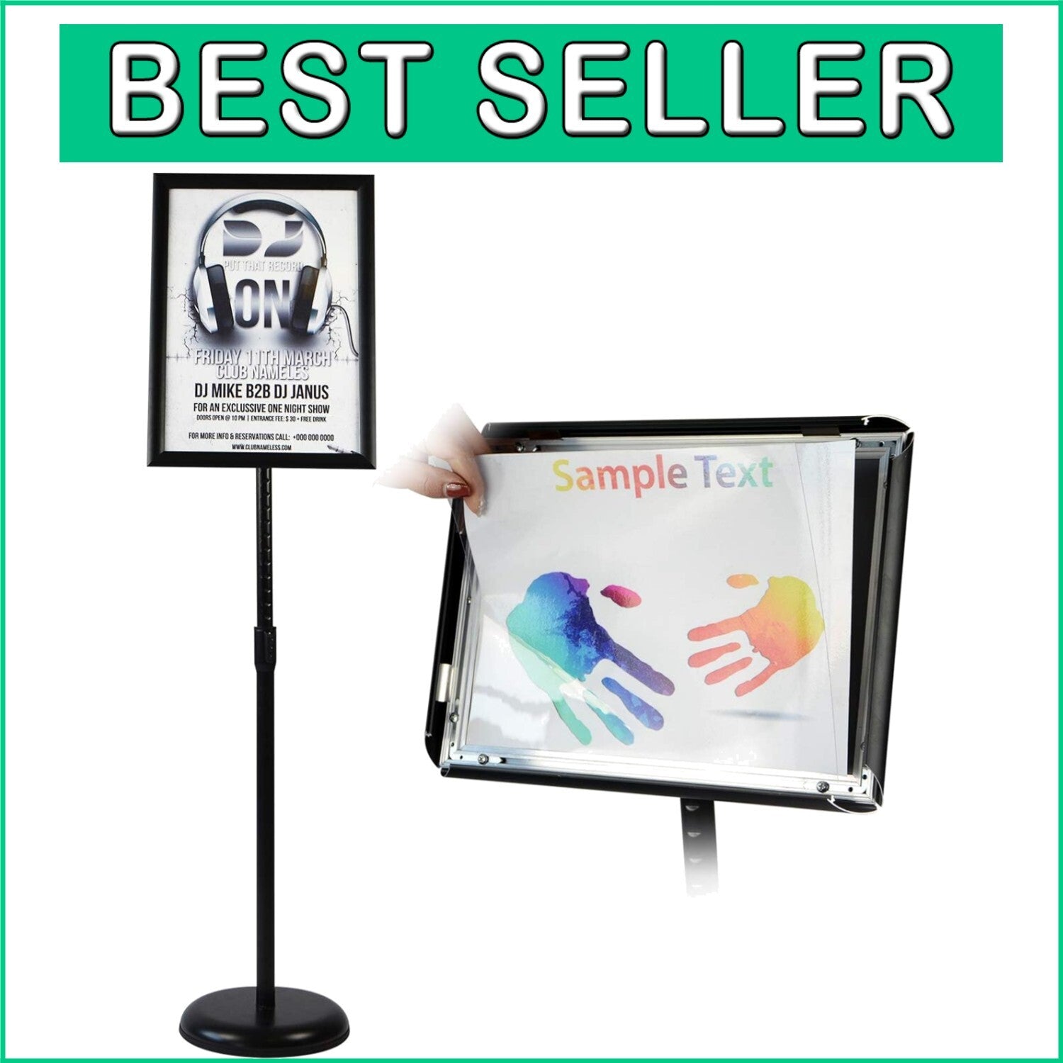 Durable Pedestal Sign Stand with UV Protection - Adjustable for Various Displays