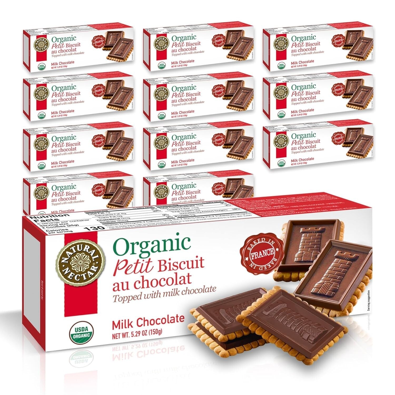 Luxury Organic Milk Chocolate Petit Biscuit Pack - 12 Snacks, Ideal for Sharing