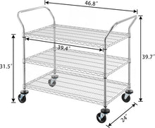 Load image into Gallery viewer, Commercial Grade Heavy Duty 3-Tier Utility Cart with Ergonomic Handles &amp; Wheels