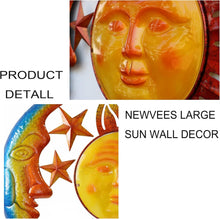 Load image into Gallery viewer, Vibrant 30" Sun Sculpture with Moon &amp; Stars - Perfect for Garden &amp; Patio