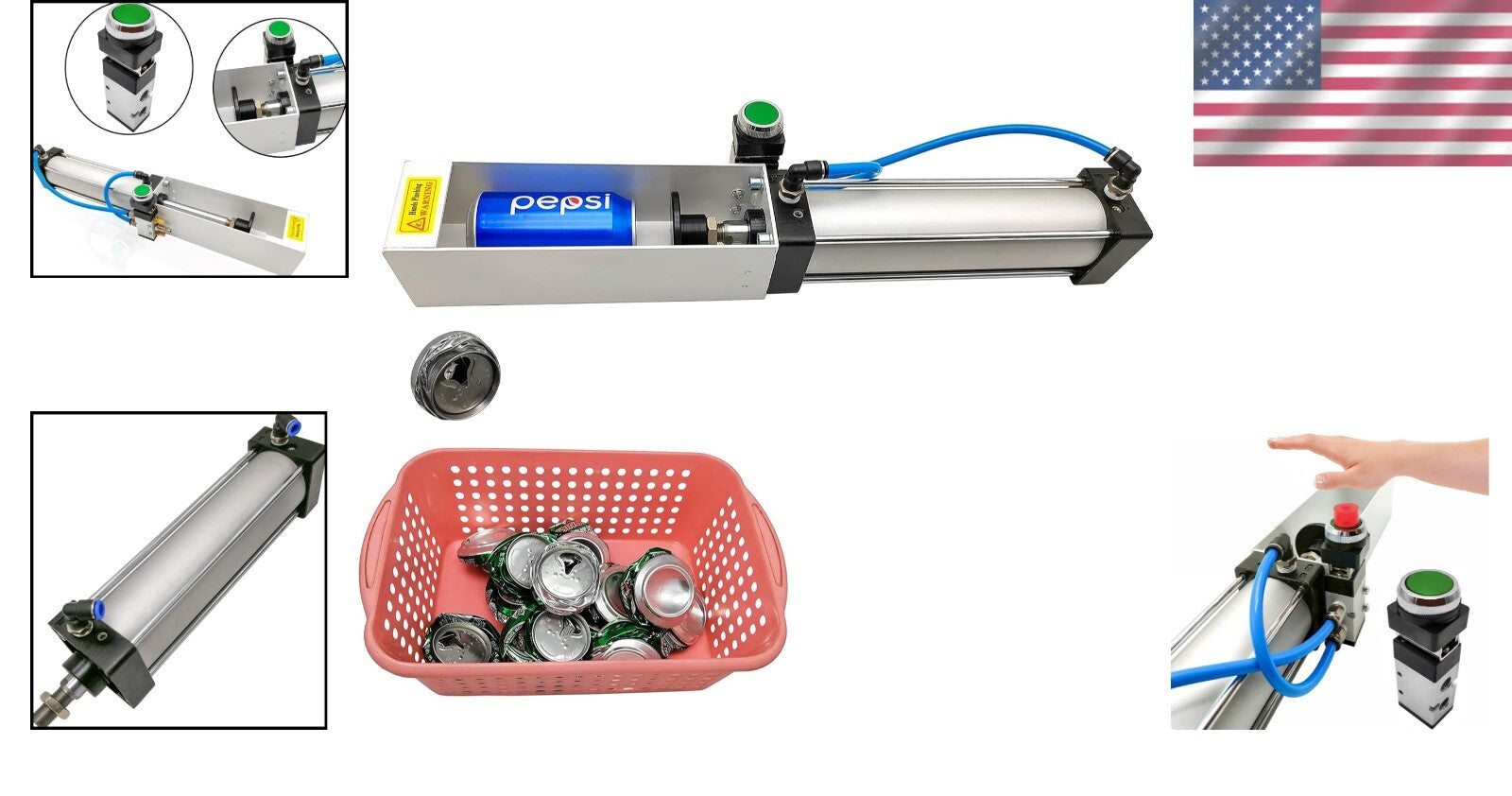 Eco-Friendly Heavy-Duty Pneumatic Can Crusher – Quick Crush 12-16oz Cans