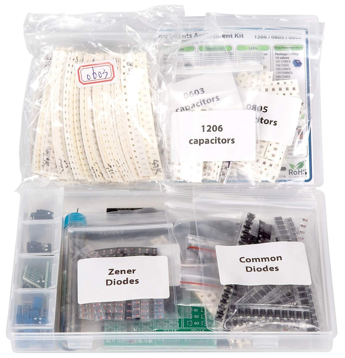 Extensive Electronics SMD Assortment - 2900 pcs Resistors, Capacitors, and More!