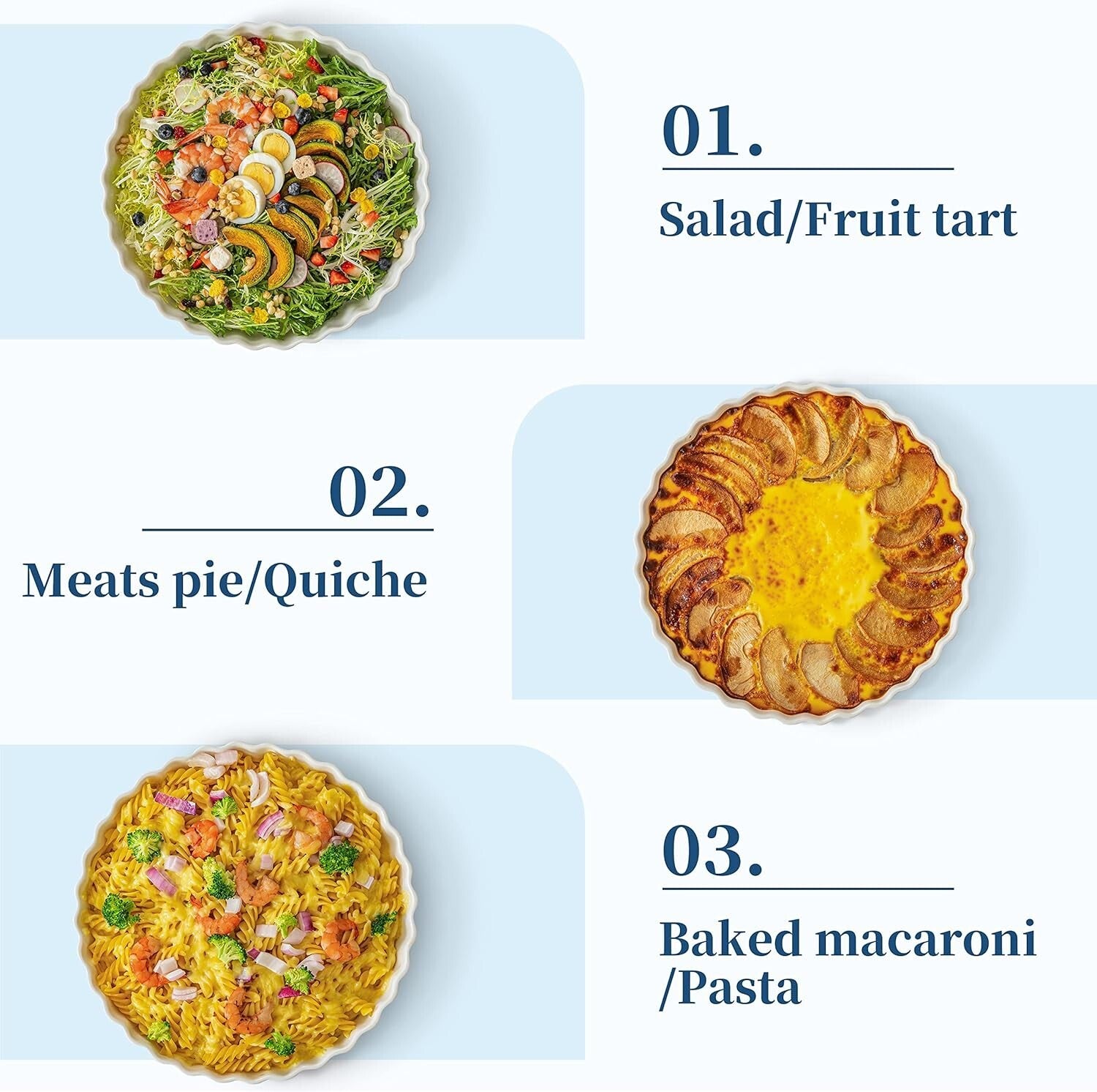 Durable Non-Stick Ceramics 10-Inch Pie Plates with Ruffled Edges, Set of 2