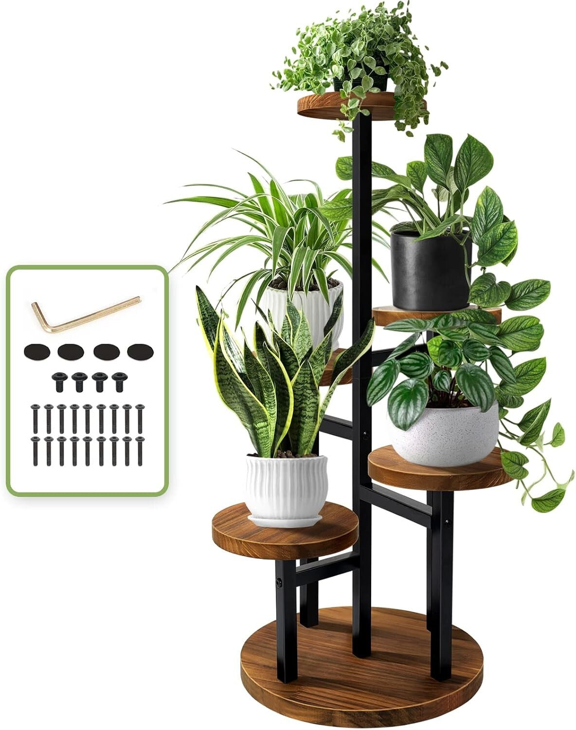 Durable 5-Tier Metal Plant Stand for Elegant Indoor Gardens & Outdoor Patios
